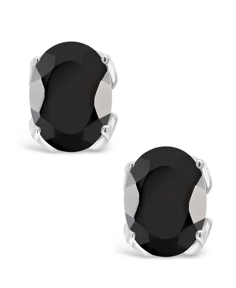 Macy's Black Onyx Stud Earrings 14k White Gold (Also Aquamarine)