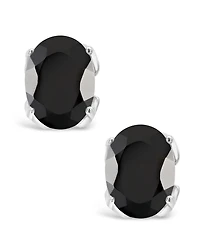 Macy's Black Onyx Stud Earrings 14k White Gold (Also Aquamarine)