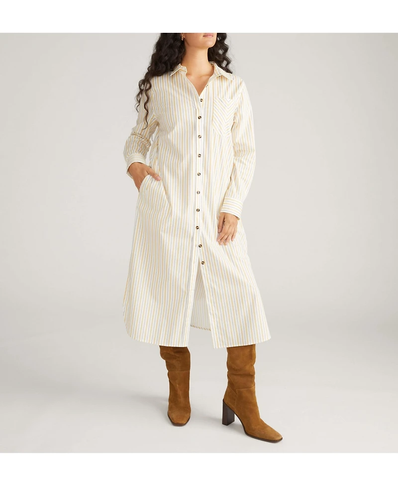 Universal Standard Womens Plus Odeon Stretch Poplin Shirtdress
