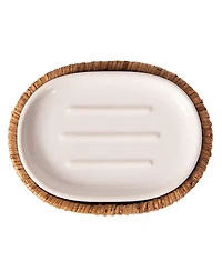 Artifacts Rattan Oval Soap Dish with Ceramic Insert