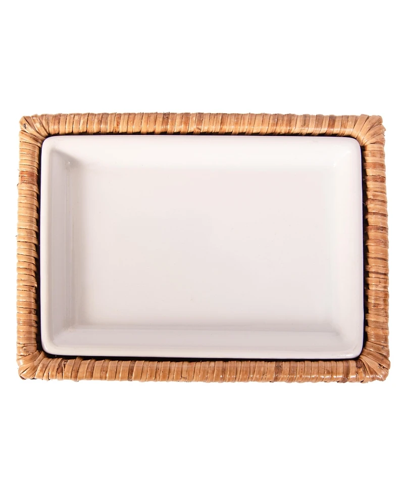 Artifacts Rattan Rectangular Soap Dish with Ceramic Insert