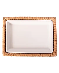 Artifacts Rattan Rectangular Soap Dish with Ceramic Insert
