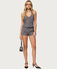 Edikted Women's Riya Pinstripe Button Up Halter Top