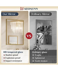Keonjinn Inch Brushed Gold Bathroom Vanity Mirror Metal Framed Over Sink Wall Mirror Horizontal/Vertical