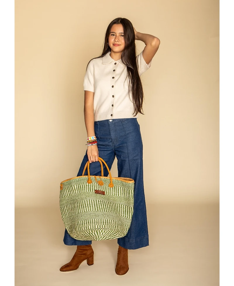 Evergreen Wholeness Handmade Sisal Straw Basket Tote