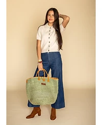 Evergreen Wholeness Handmade Sisal Straw Basket Tote