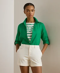 Lauren Ralph Petite Roll Tab-Sleeve Relaxed Fit Shirt