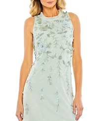 Mac Duggal Women's Embellished Ruffle Tiered High Neck Floral Dress