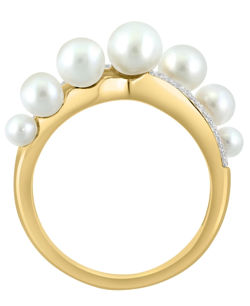 Effy Collection Freshwater Pearl (3-5mm) and Diamond (1/10 ct. t.w.) Ring in 14k Yellow Gold
