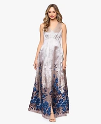 Betsy & Adam Petite Printed A-Line Long Dress