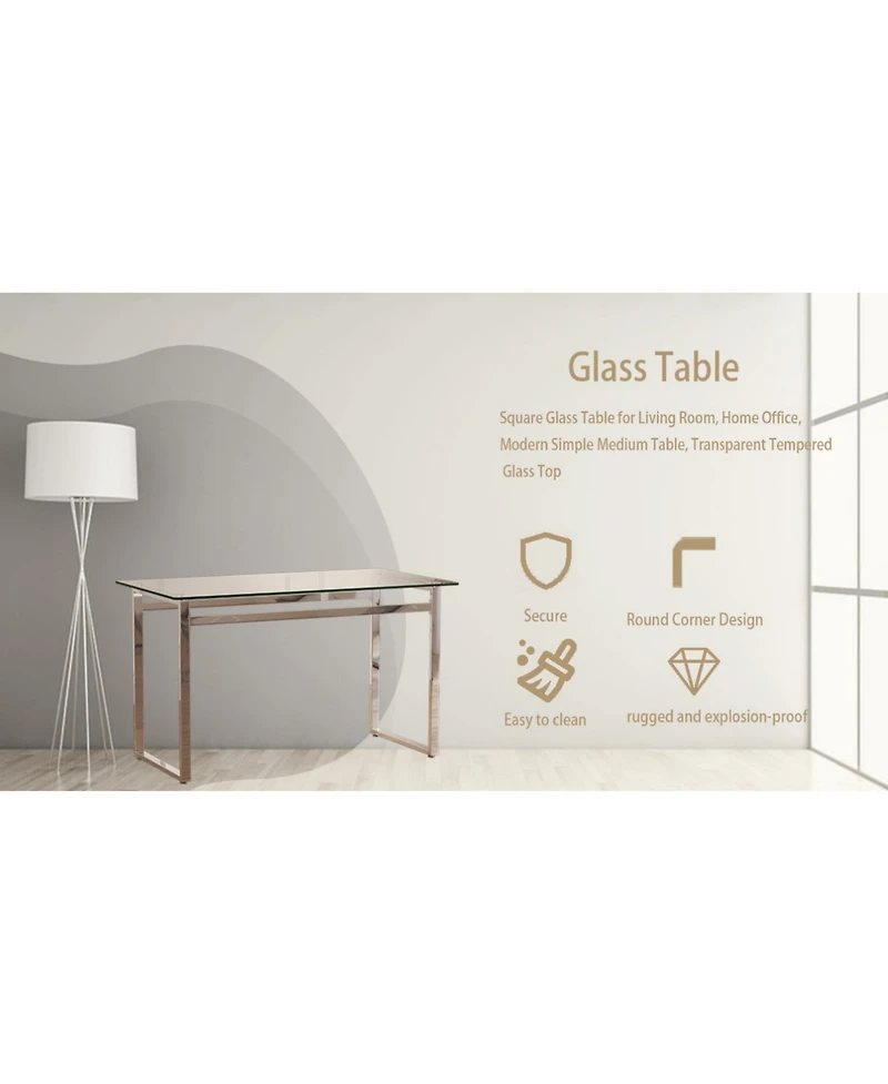Streamdale 51" Modern Minimalist Glass Dining Table for 4-6 with Tempered Glass & Chrome Legs