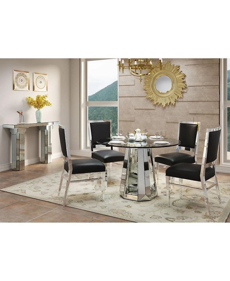 Streamdale Furniture Modern minimalist round glass dining table with round base