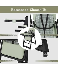 Streamdale Furniture Convertible Baby High Chair to Rocker with 5-Point Harness (Dark Green