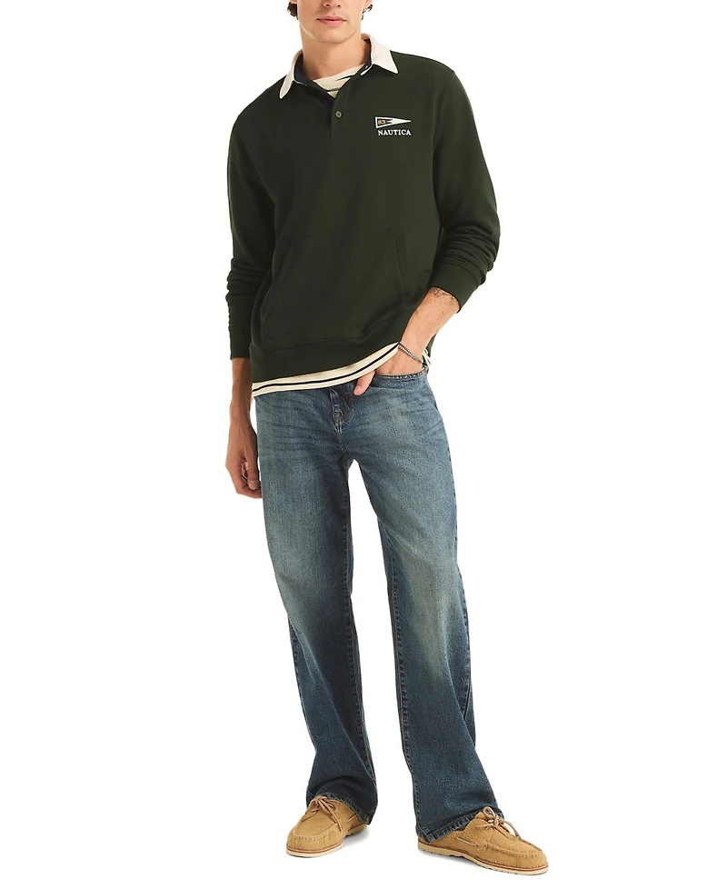 Nautica Men's Regular-Fit Kangaroo Pocket Polo Sweatshirt