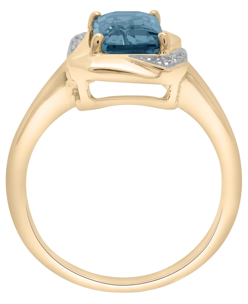 Macy's London Blue Topaz (2-3/8 ct. t.w.) and Diamond (1/20 ct. t.w.) Octagon Ring in 14k Gold Over Sterling Silver