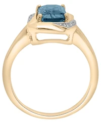 Macy's London Blue Topaz (2-3/8 ct. t.w.) and Diamond (1/20 ct. t.w.) Octagon Ring in 14k Gold Over Sterling Silver