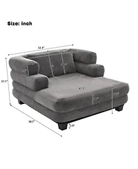 Streamdale Furniture Streamdale Oversized Chaise Lounge 52.4" Modern Chenille Sofa Bed with Deep Seat, Black