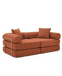 Streamdale Furniture Modular Sofa Bed for Apartments, Convertible, Removable Armrests, Orange