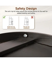 Streamdale Furniture Streamdale 71" Fluted Tall Arched Pantry Cabinet with Adjustable Shelves & Hidden Drawer, Black