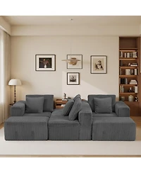 Streamdale Furniture Streamdale Modular U-Shaped 4-Seater Sofa, 132-inch, Reversible Chaise, Gray Corduroy