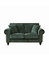 Streamdale 63" Modern Chenille 2-Seater Sofa with Rolled Arms, Wood Legs, Green