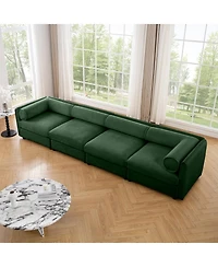Streamdale Furniture Modular Green 4-Seat Sectional Sofa with Storage and Cylindrical Backrest