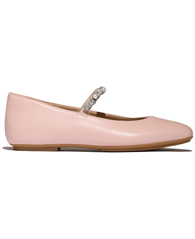 FitFlop Women's Delicato Imitation Pearls and Crystal Leather Ballet Flats