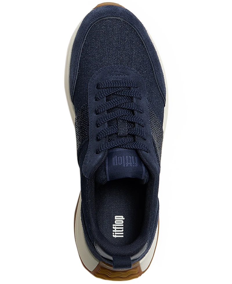 FitFlop Women's F-Mode Flow Crystal Lace-Up Denim Sneakers