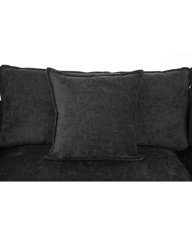 Streamdale Furniture Streamdale Modern Accent Chair with Ottoman, Black Chenille