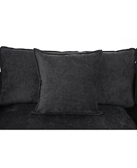 Streamdale Furniture Streamdale Modern Accent Chair with Ottoman, Black Chenille