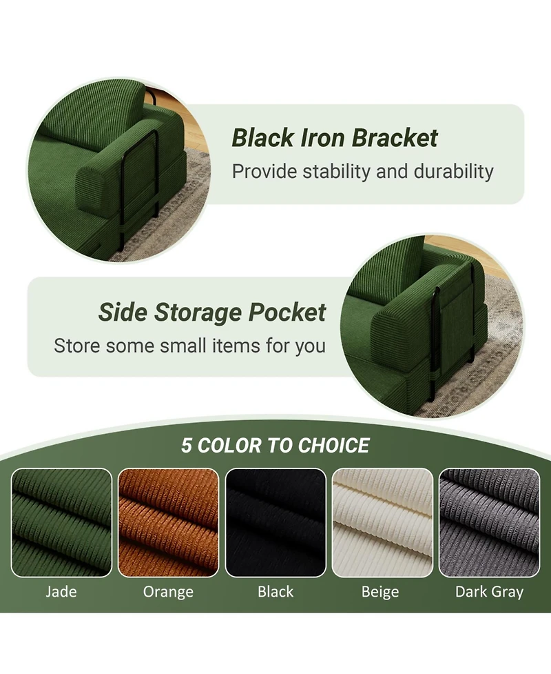 Streamdale Furniture Convertible Sleeper Sofa Bed with Pillow - Corduroy Folding Mattress Couch for Living Room