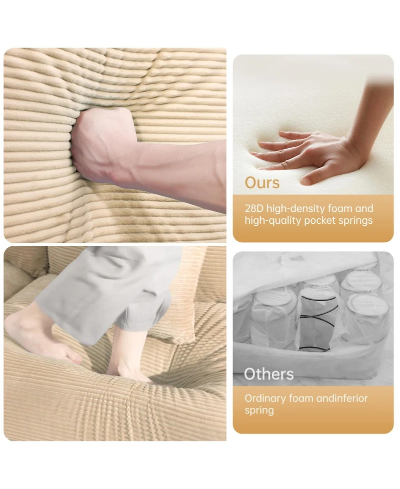 Streamdale Furniture Streamdale Camel 130" Oversized Cloud Modular L-Shape Sectional Couch with Ottoman & 9 Pillows