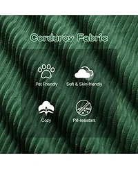 Streamdale Furniture Modern L-Shaped Corduroy Sectional Sofa with Movable Ottoman, Green