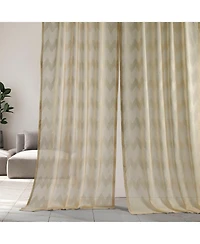 Half Price Drapes Sirius Striped Patterned Faux Linen Sheer Curtain