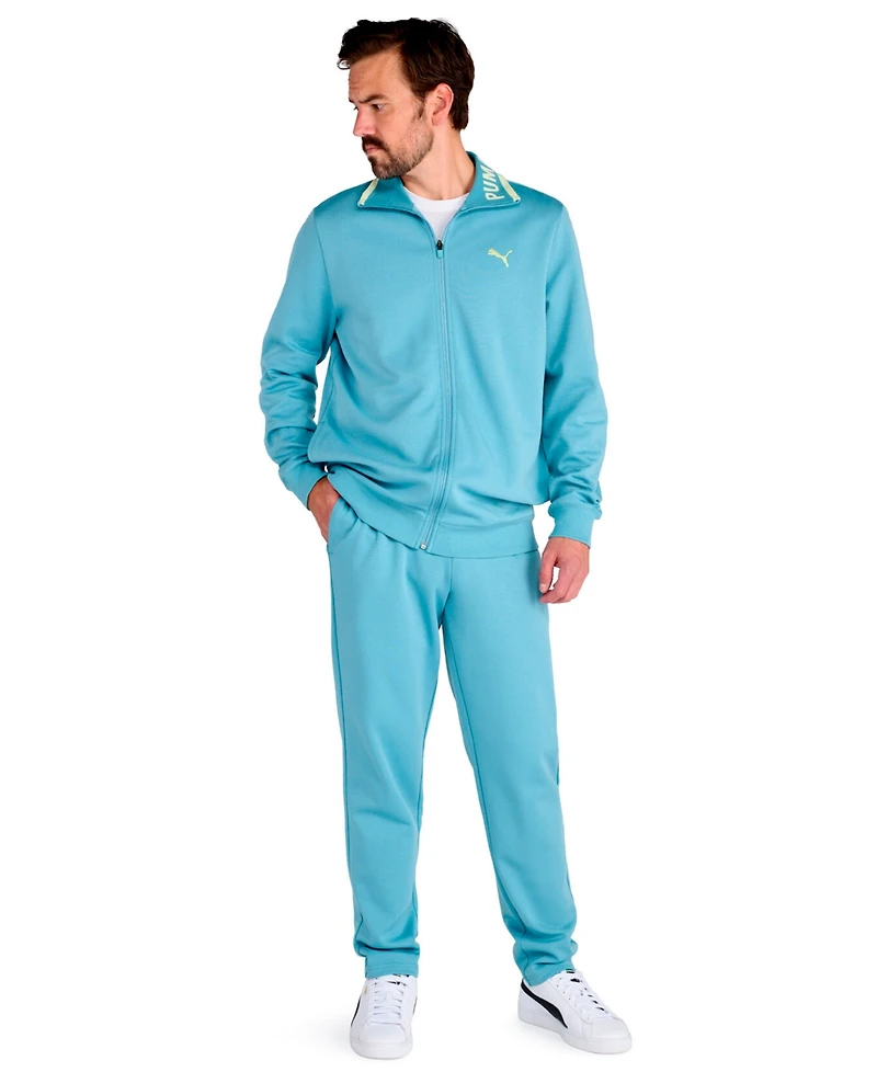 Puma Men's Knit Collar Embroidered Cat Logo Track Jacket