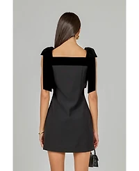 endless rose Women's Velvet Detail Mini Dress