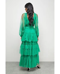 Warehouse Women's Cinched Waist Maxi Dress