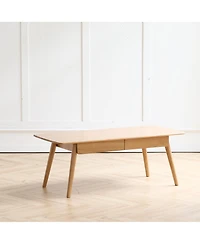 sumyeg Solid Wood Center Table with Storage Shelf in Natural Finish