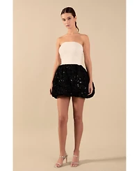 endless rose Women's Textured Strapless Voluminous Mini Dress