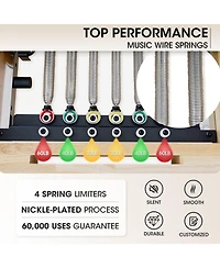 Mikolo Wooden Foldable Pilates Reformer Machine with Springs, Pilates Machines for Home Use and Studio, Pilates Equipment with Sitting Box