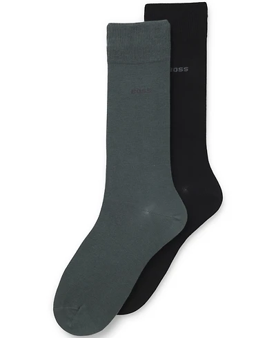 Hugo Boss Men's Solid Crew Length Socks, 2-Pack