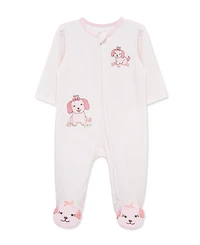 Little Me Baby Girls' Lovely Pups Footed Coverall