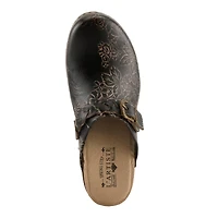 L'Artiste Calliroe Open-Back Clogs | Hand-Painted Leather Slip-On With Floral Details