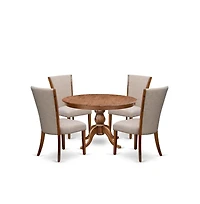 Luxe by East West Furniture 5 Piece Dinette Set Consists Of 48" Round Dining Table In Light Tan Color