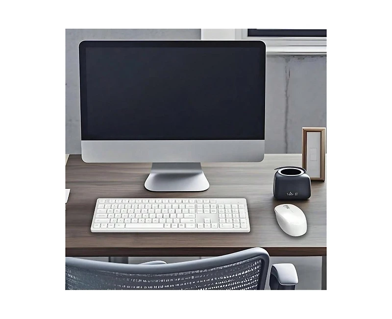 risokeys Wireless Keyboard & Mouse Combo – Full-Size, Silent, 2.4GHz, 2-in-1 Receiver, Compatible with Laptops – White