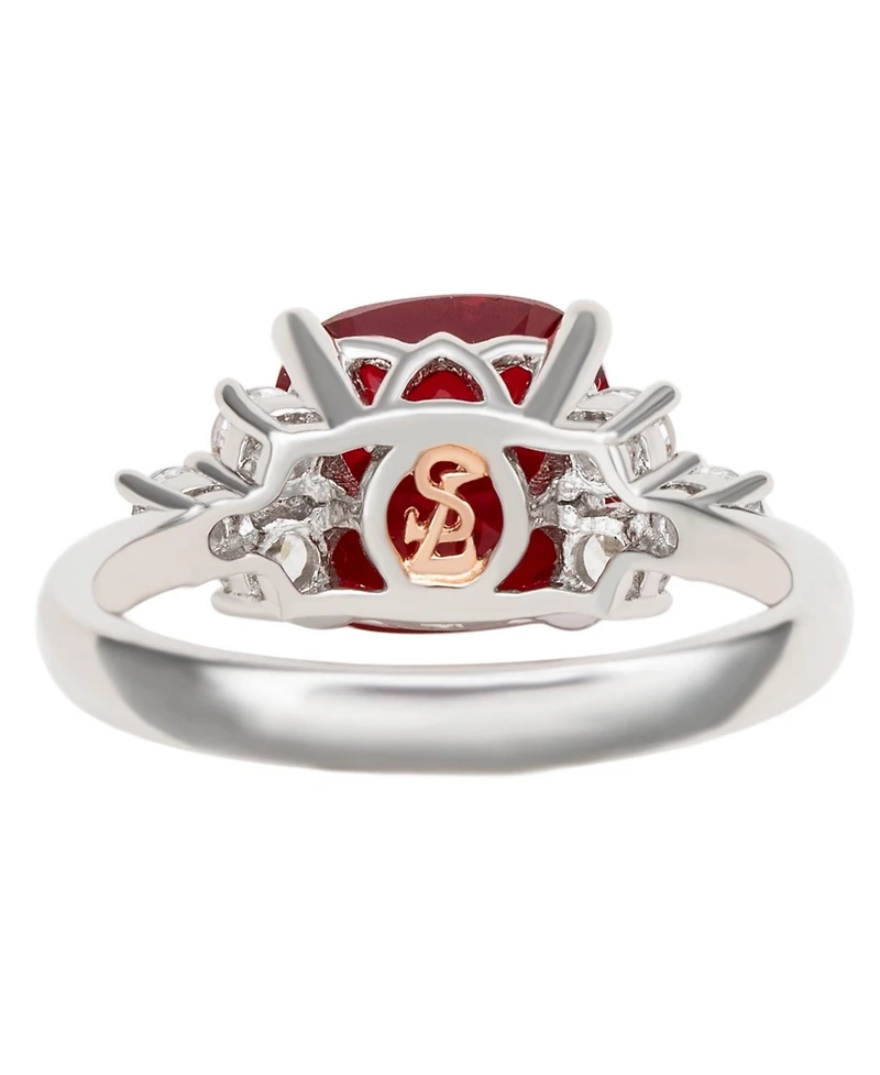 Suzy Levian Sterling Silver Red Cubic Zirconia Center Stone Ring