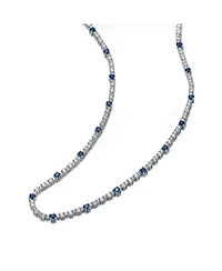 White Gold Plated Clear or Blue Sparkling Cubic Zirconia Tennis Chain Necklace