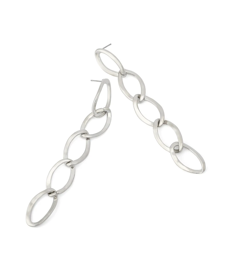 Robert Lee Morris Soho Silver Oval Link Linear Earrings
