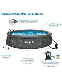 Funsicle 14' x 36" QuickSet Ring Top Above Ground Swimming Pool, Herringbone