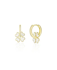 Spero London Sterling Silver Enamel Clover Earrings - White